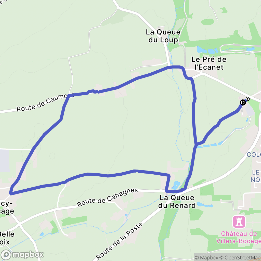Villers-Bocage : carte du parcours de randonnée - France