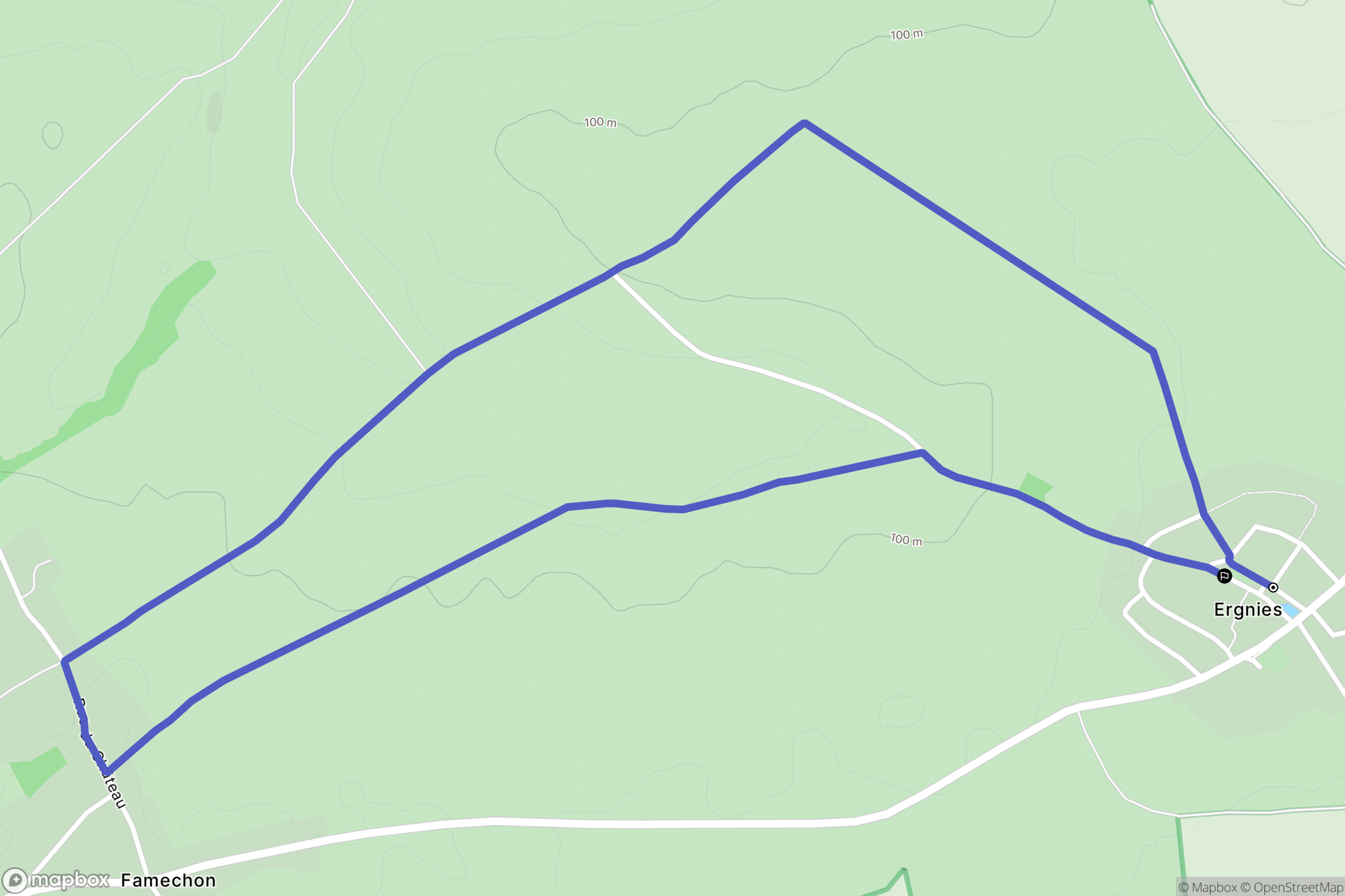 Ergnies : carte du parcours de randonnée - France