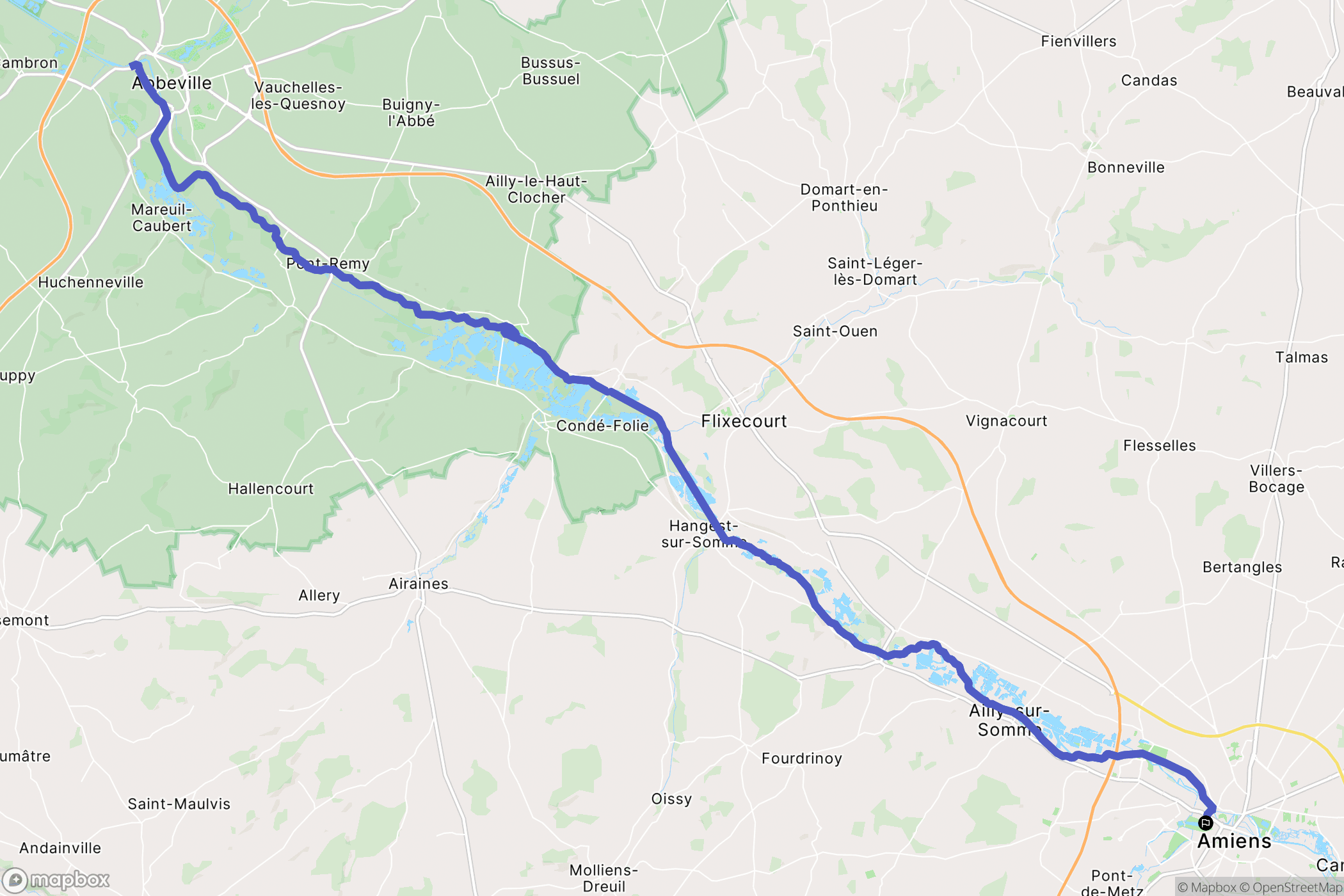 Amiens : carte du parcours de randonnée - France