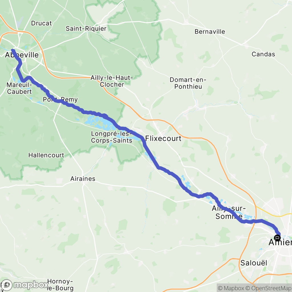 Amiens : carte du parcours de randonnée - France