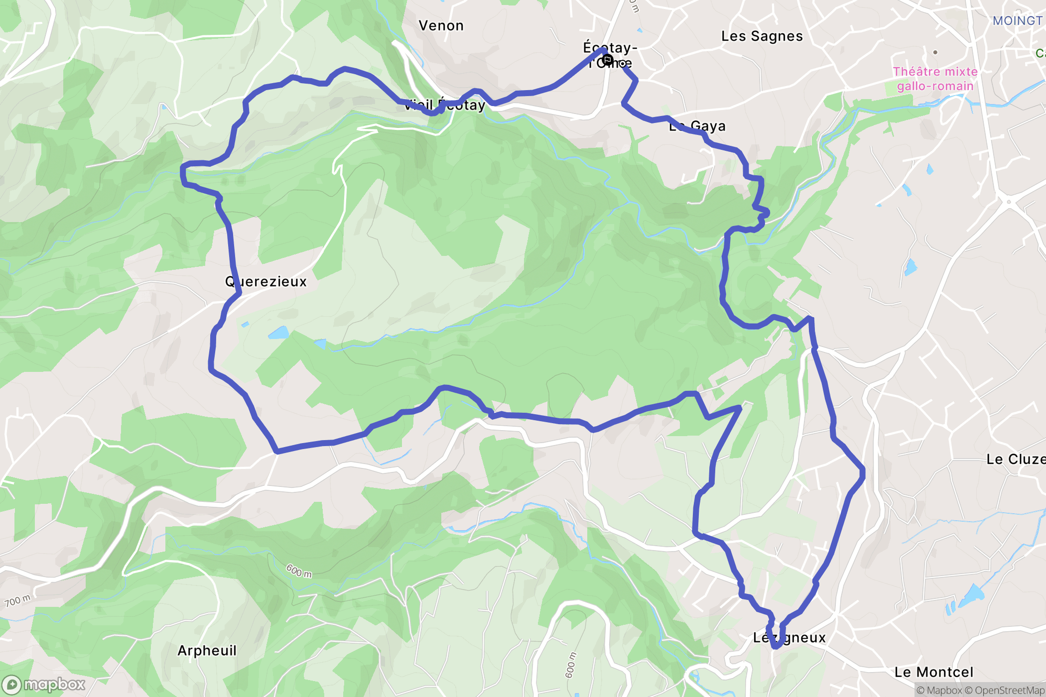 Écotay-l'Olme : carte du parcours de randonnée - France