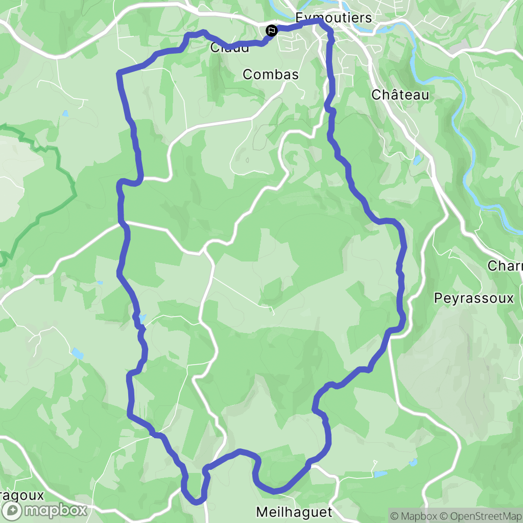 Eymoutiers : carte du parcours de randonnée - France
