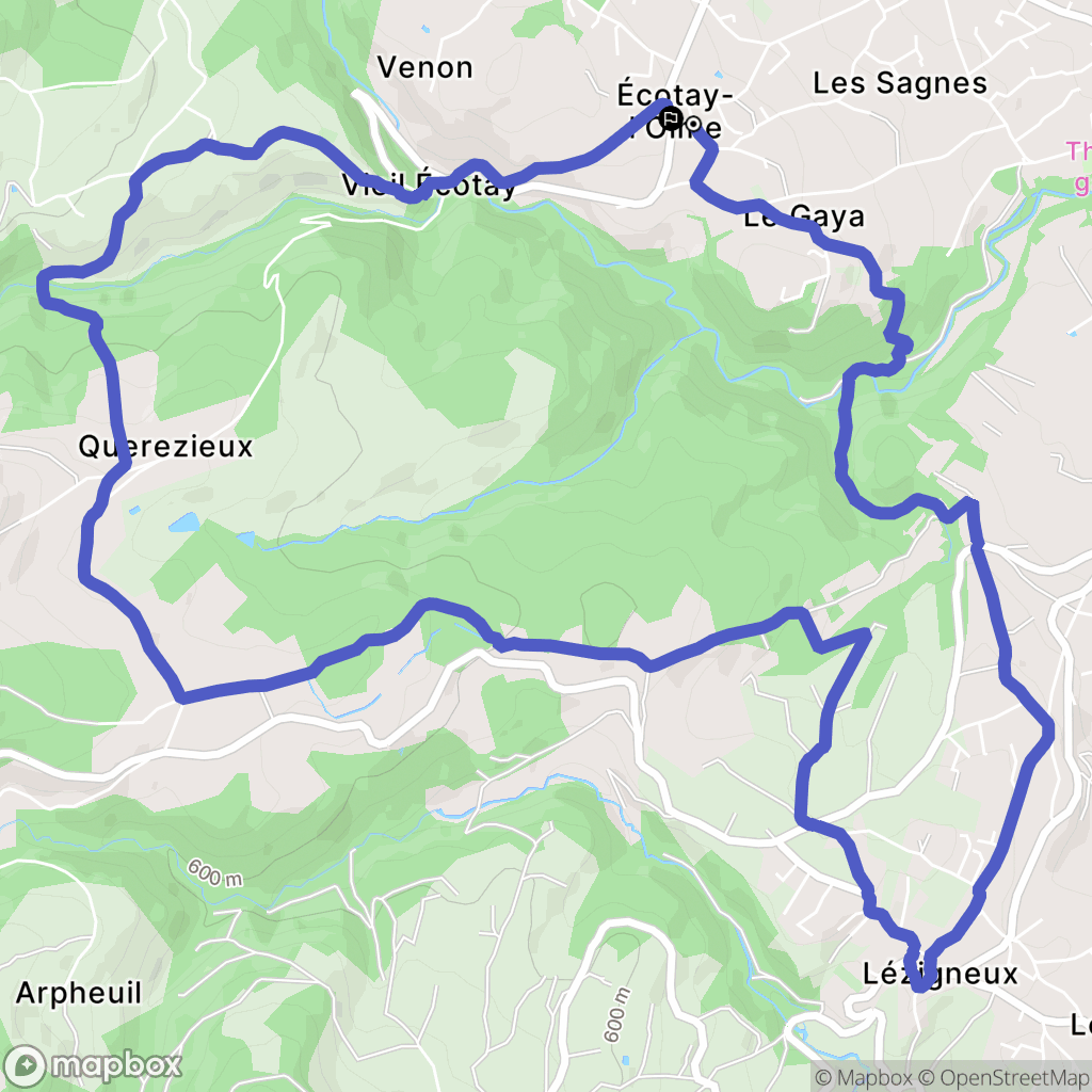 Écotay-l'Olme : carte du parcours de randonnée - France