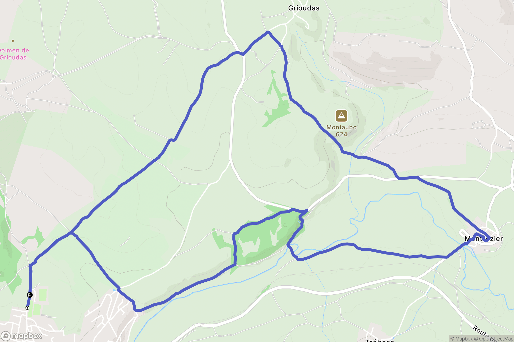 Montrozier : carte du parcours de randonnée - France