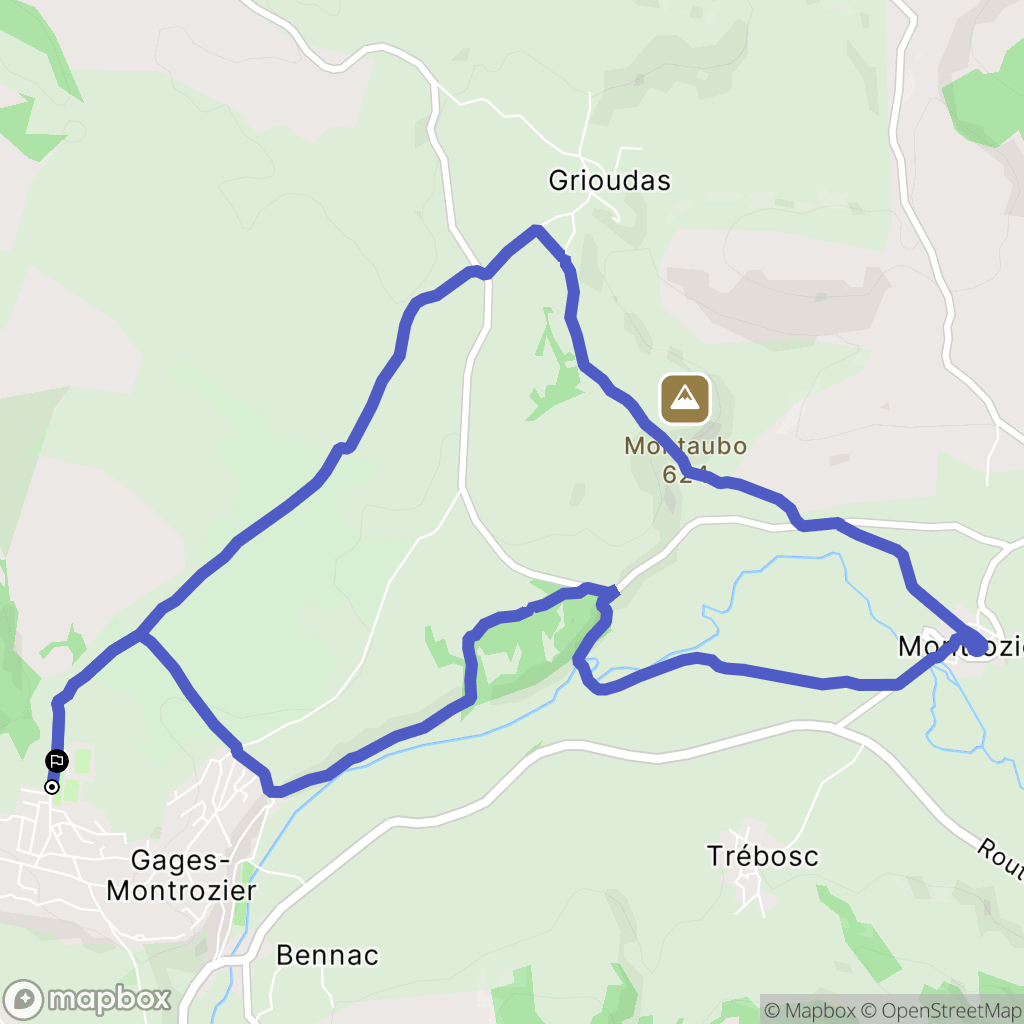 Montrozier : carte du parcours de randonnée - France