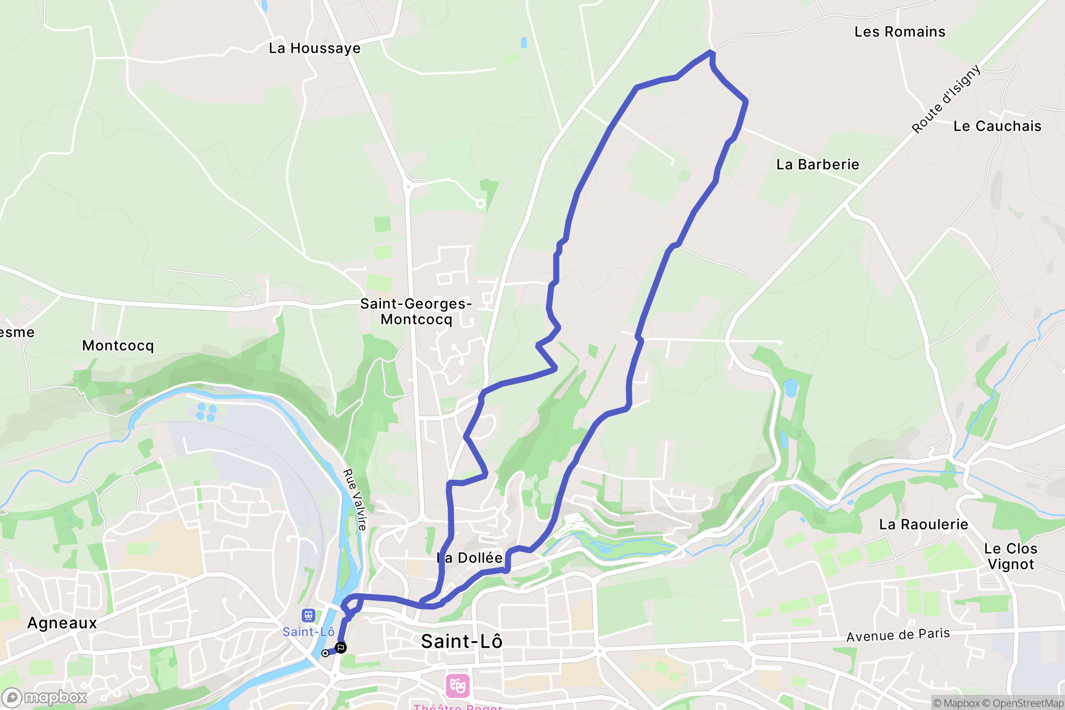 Saint-Lô : carte du parcours de randonnée - France