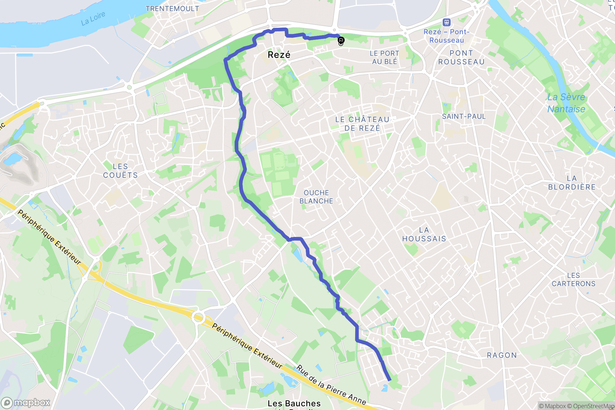 Rezé : carte du parcours de randonnée - France