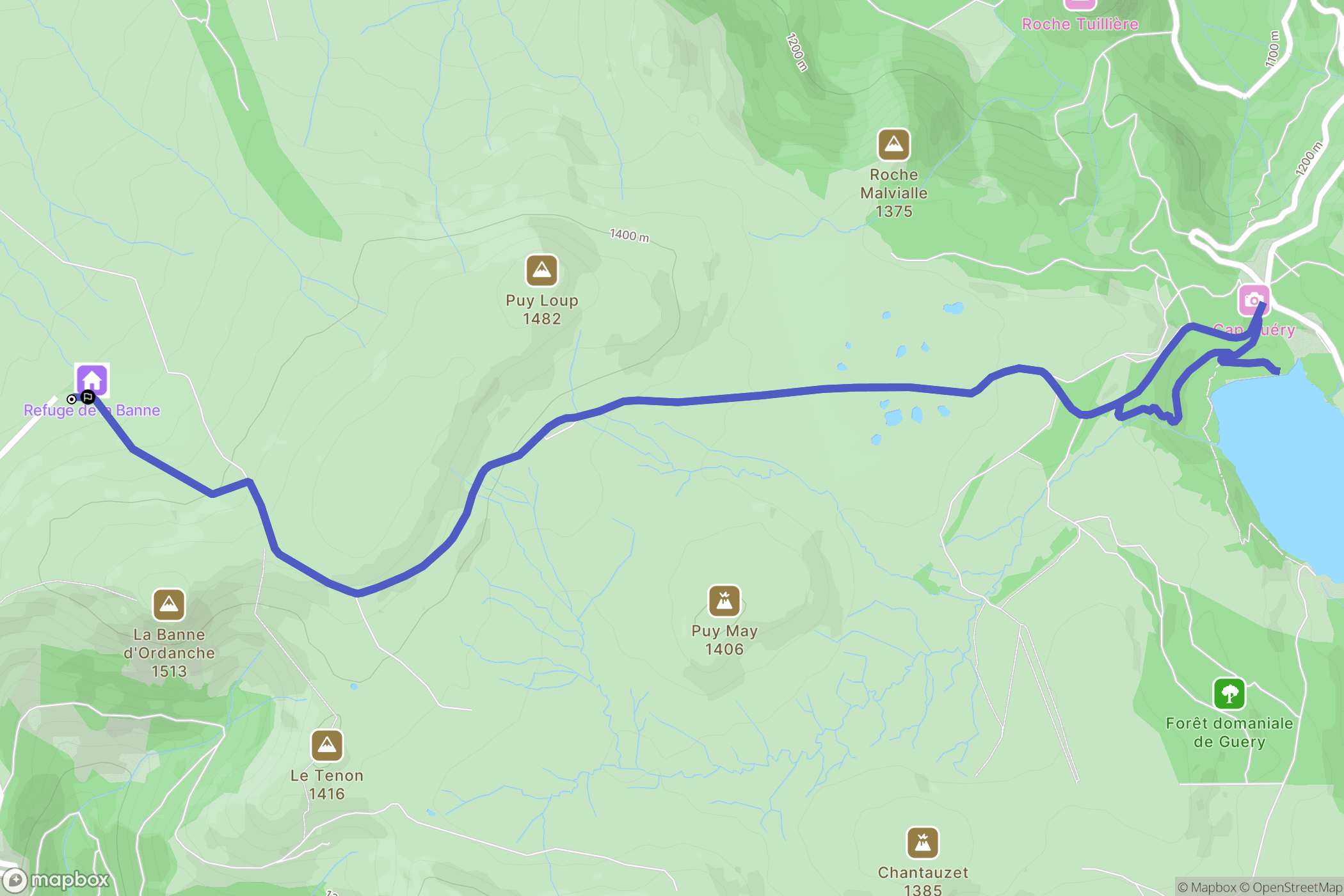 Murat-le-Quaire : carte du parcours de randonnée - France