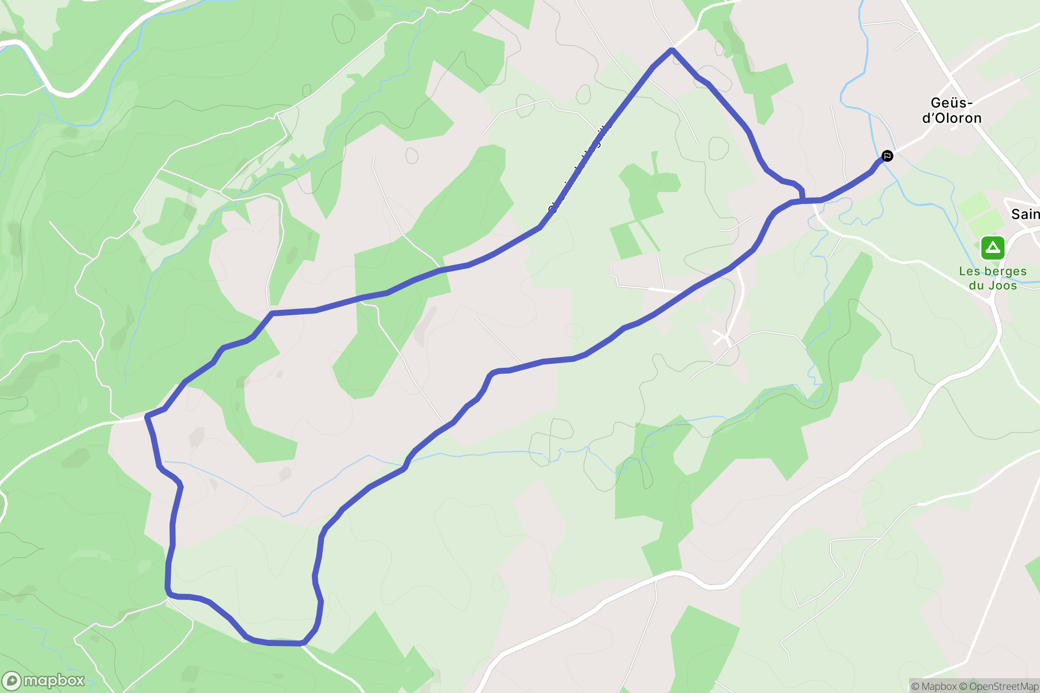 Geüs-d'Oloron : carte du parcours de randonnée - France