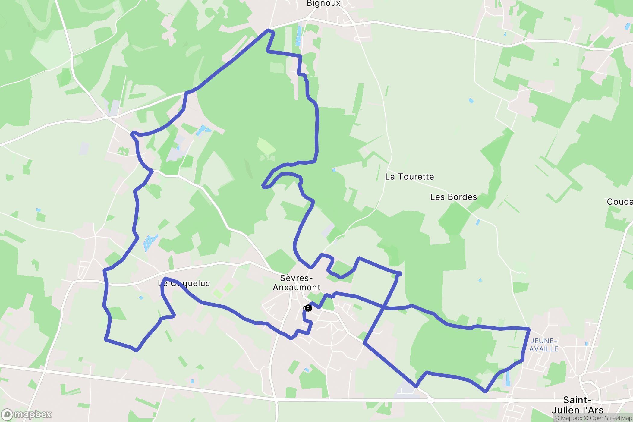 Sèvres-Anxaumont : carte du parcours de randonnée - France