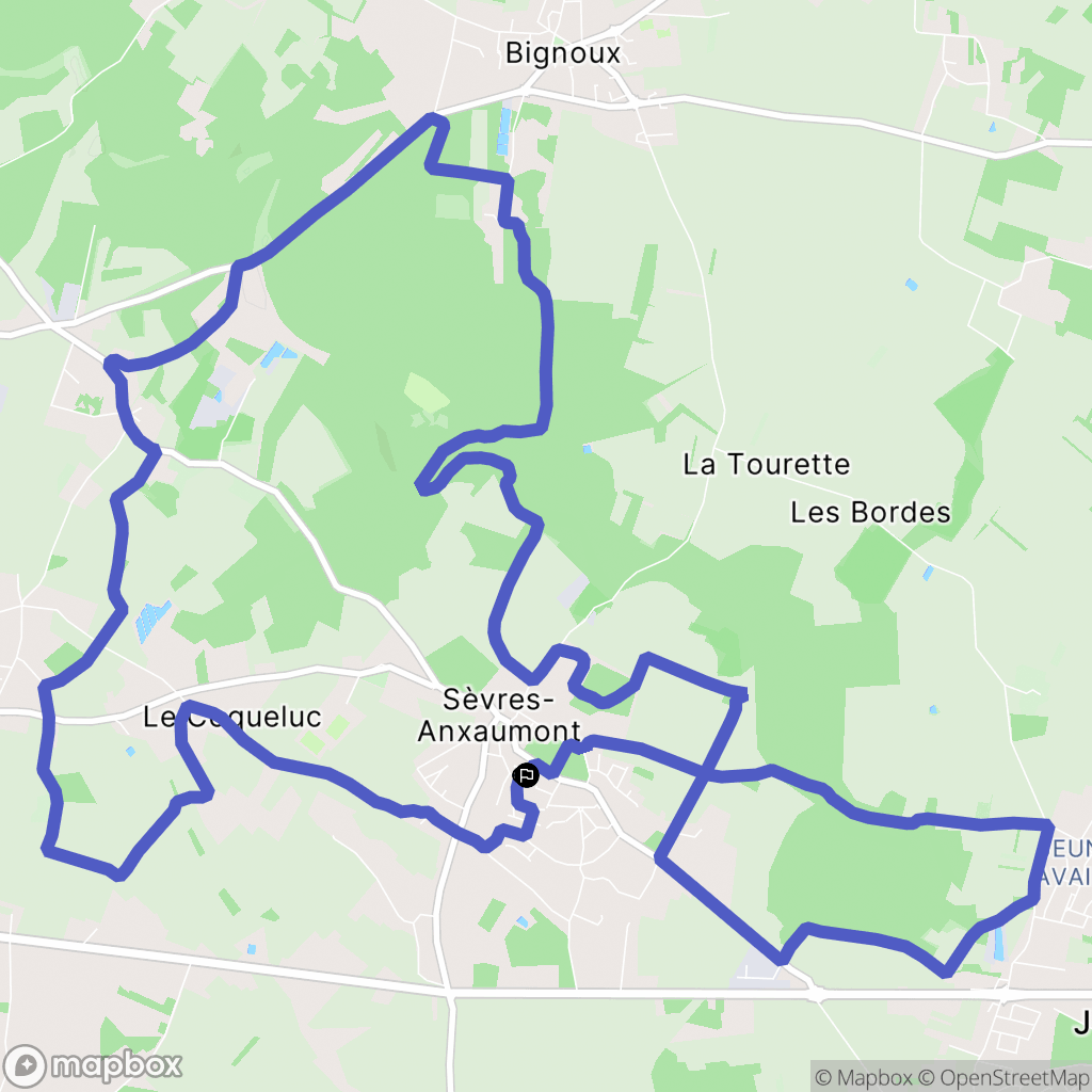 Sèvres-Anxaumont : carte du parcours de randonnée - France