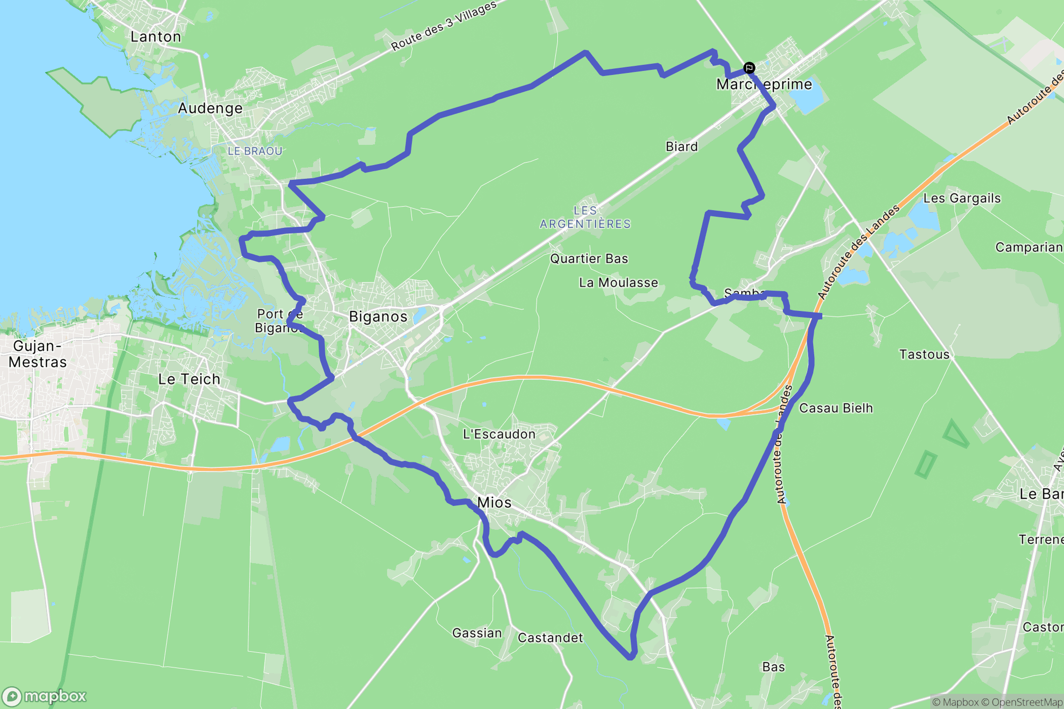 Marcheprime : carte du parcours de randonnée - France