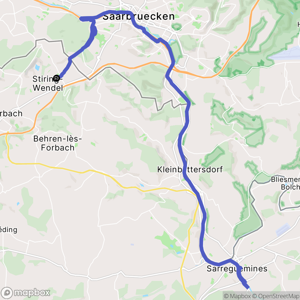 Stiring-Wendel : carte du parcours de randonnée - France