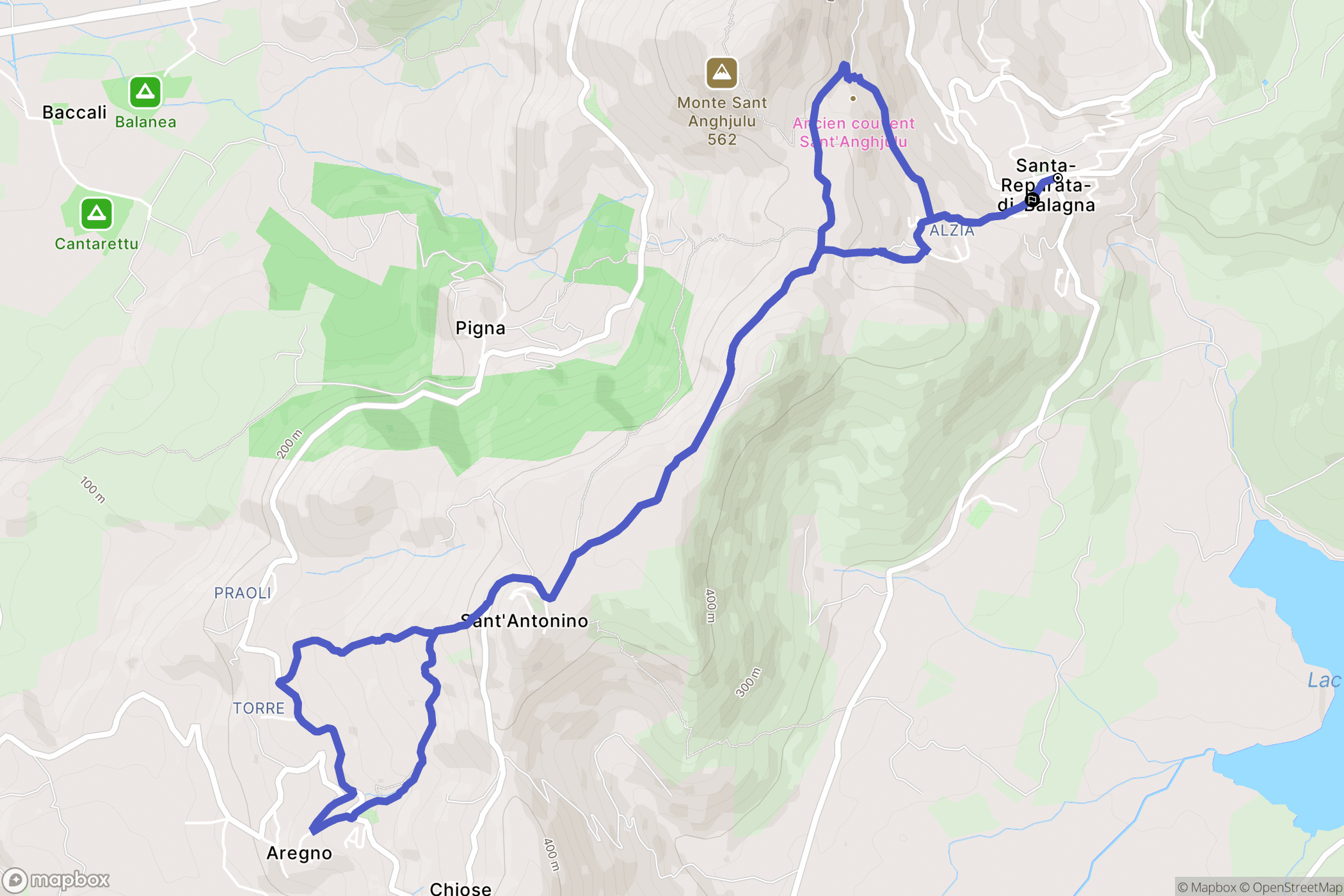 Santa-Reparata-Di-Balagna : carte du parcours de randonnée - France