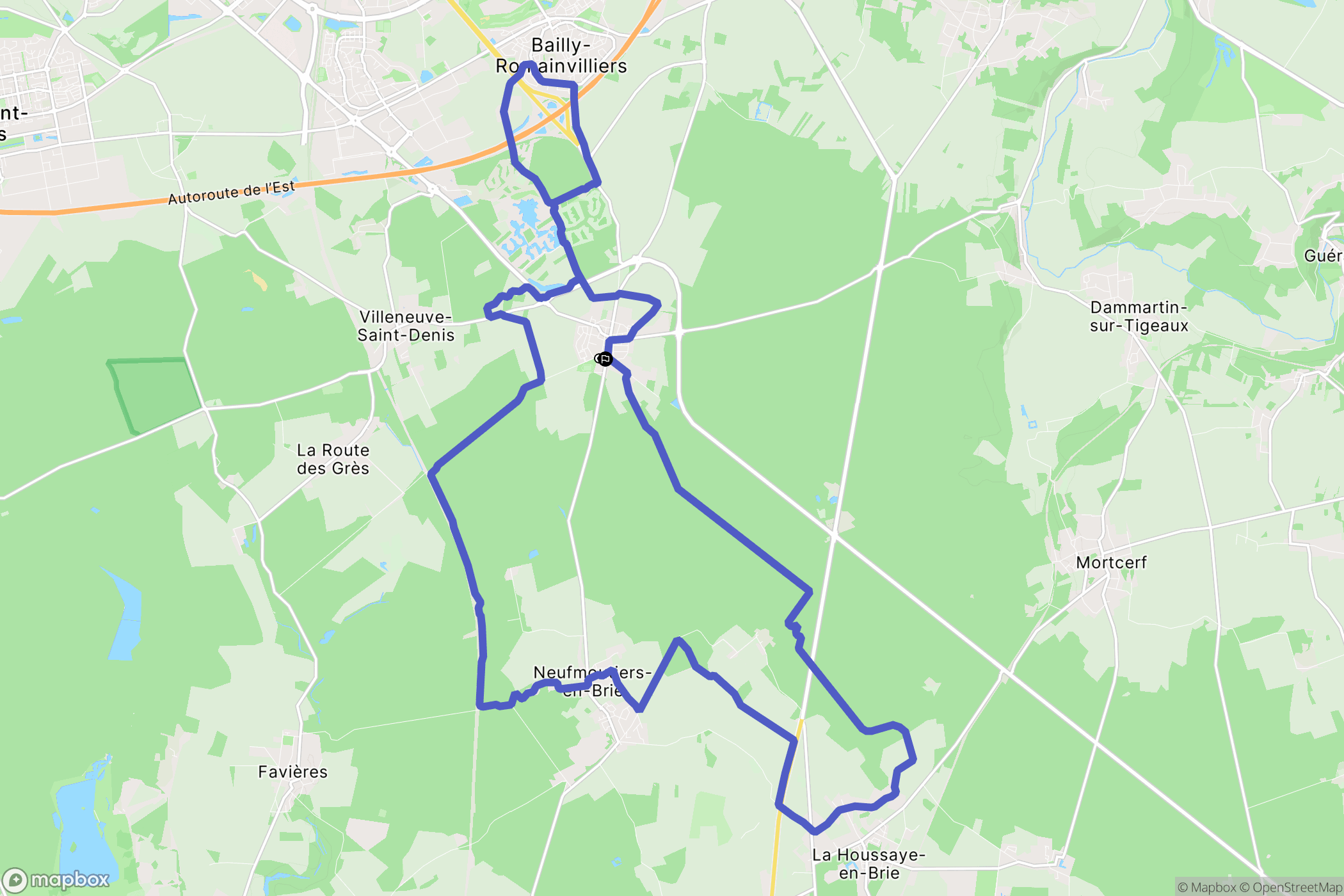 Villeneuve-le-Comte : carte du parcours de randonnée - France