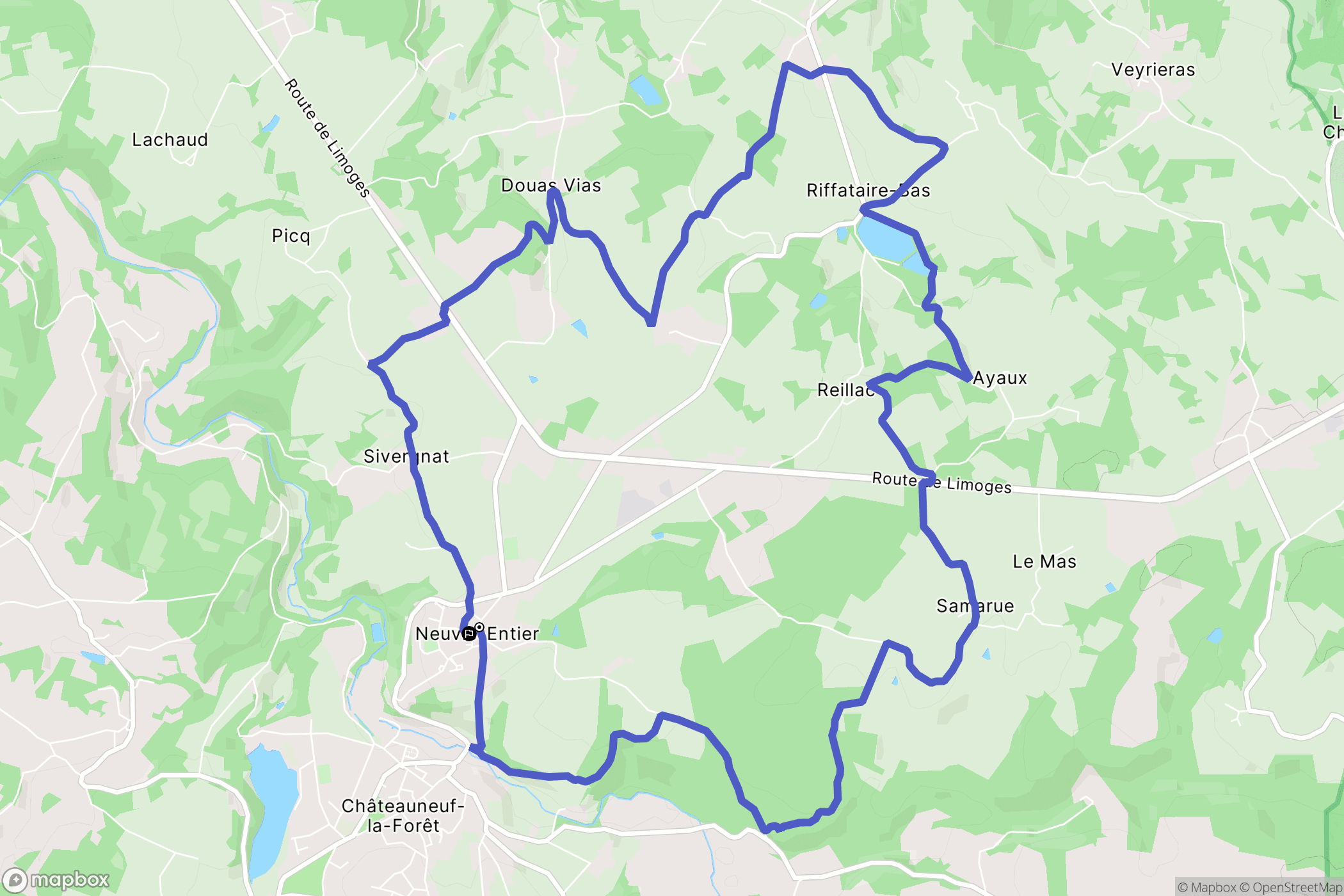 Neuvic-Entier : carte du parcours de randonnée - France