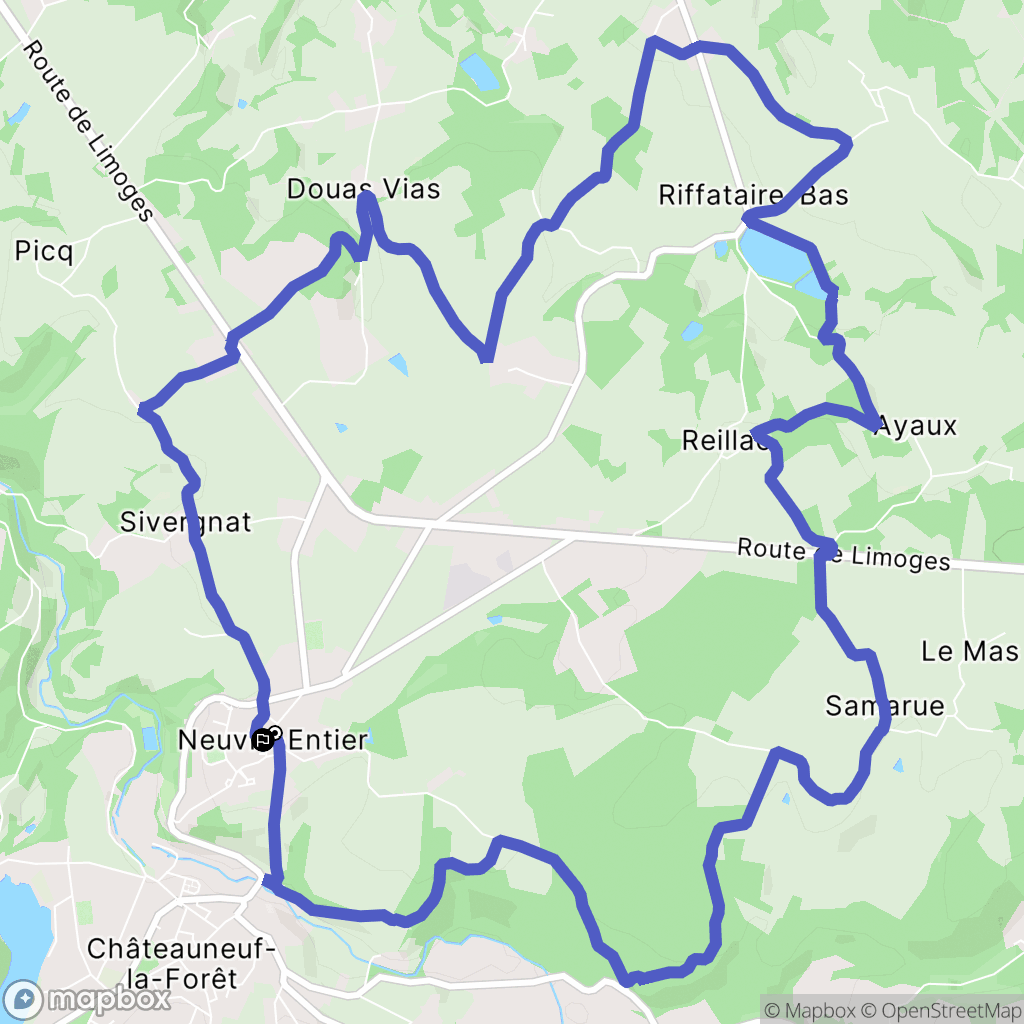 Neuvic-Entier : carte du parcours de randonnée - France