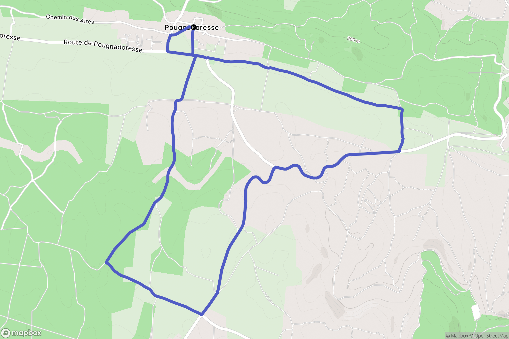 Pougnadoresse : carte du parcours de randonnée - France