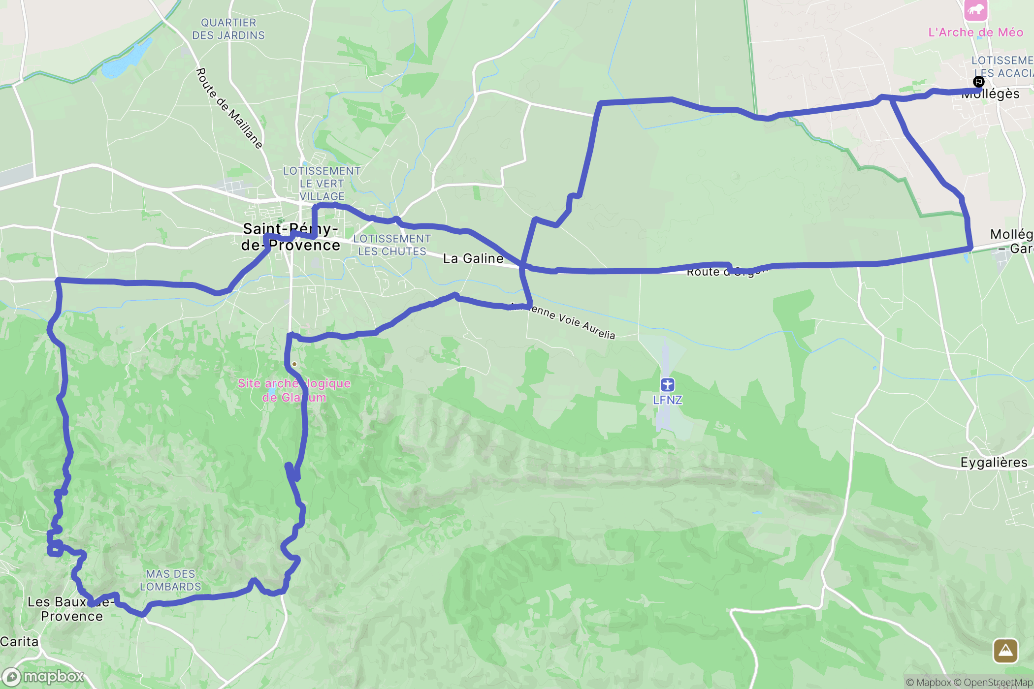Mollégès : carte du parcours de randonnée - France