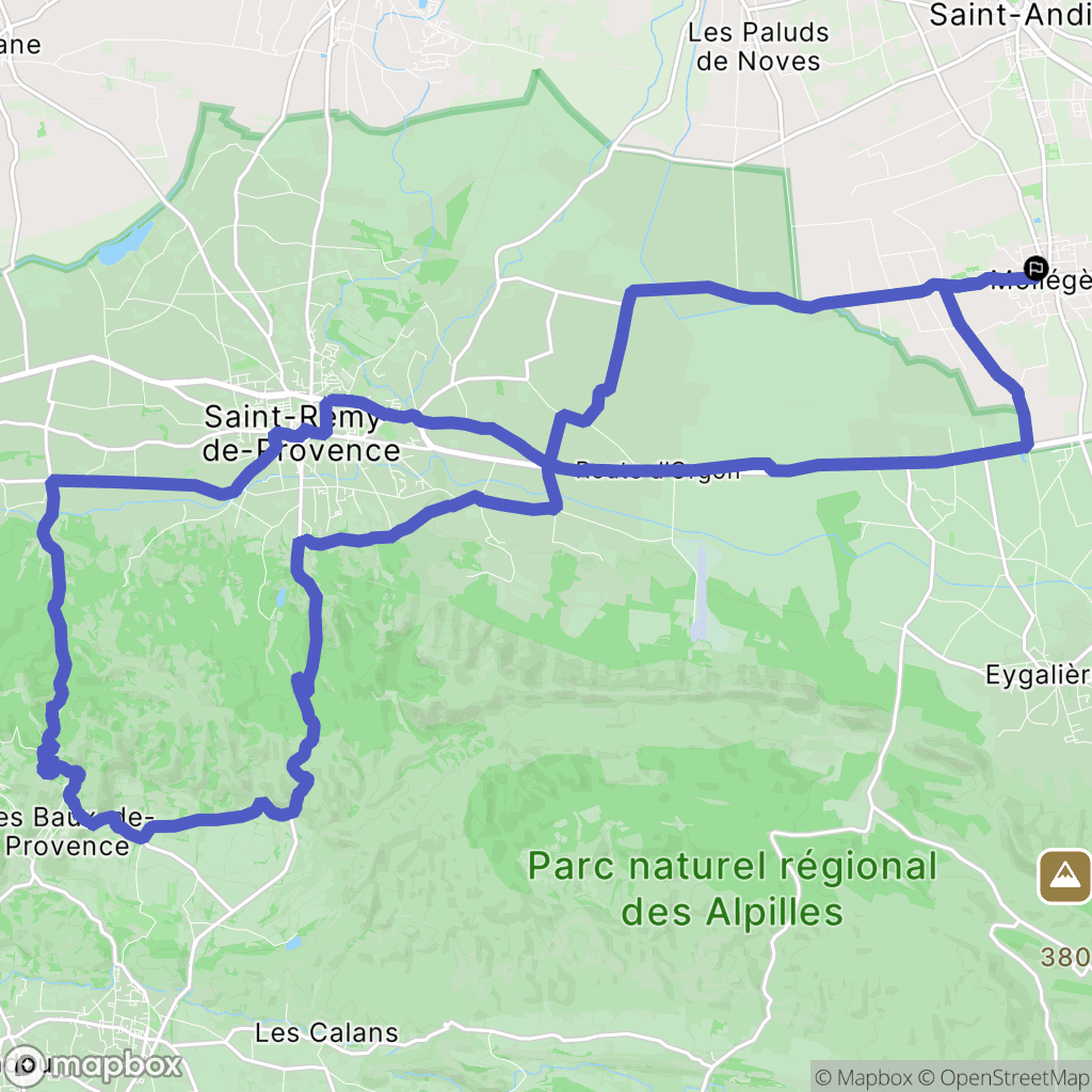 Mollégès : carte du parcours de randonnée - France