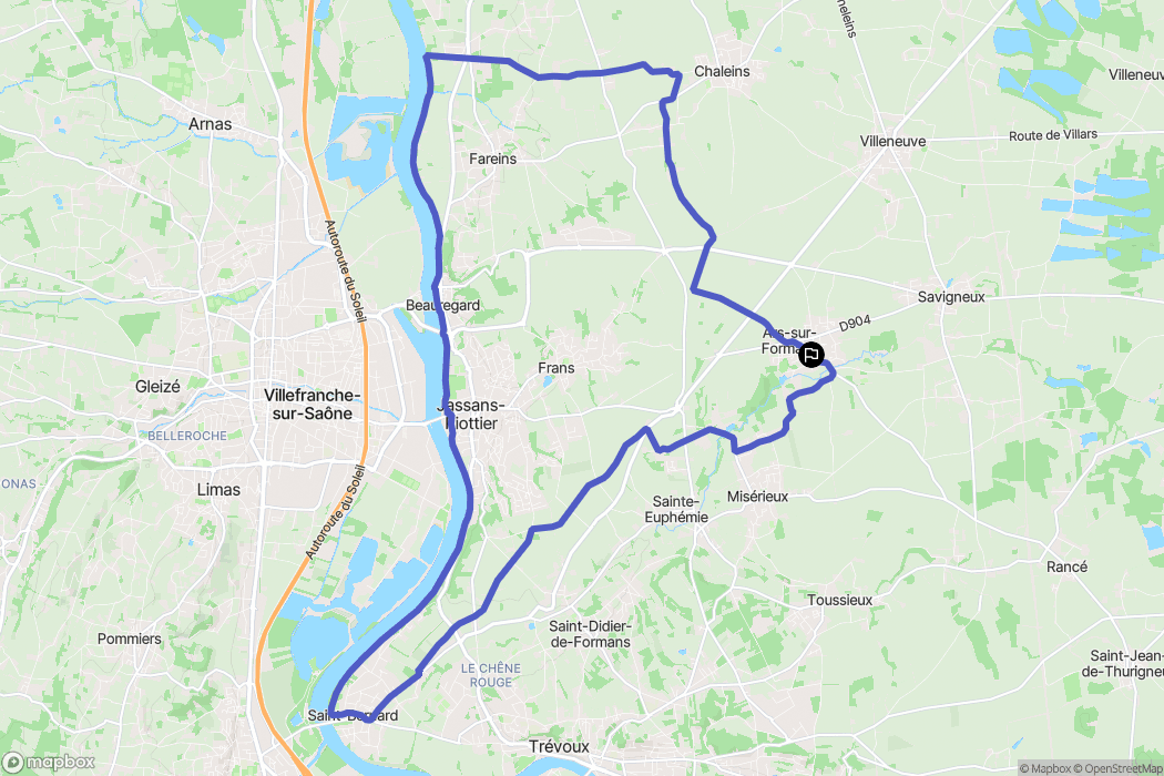 Ars-sur-Formans : carte du parcours de randonnée - France