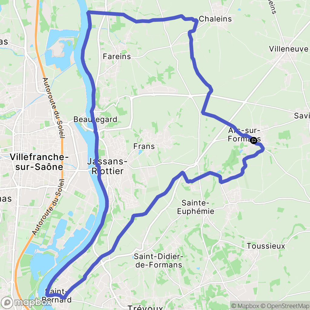 Ars-sur-Formans : carte du parcours de randonnée - France