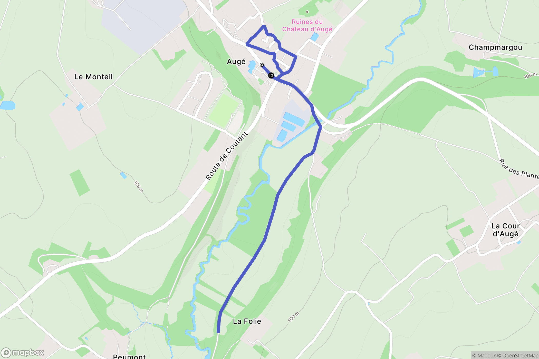 Auge : carte du parcours de randonnée - France