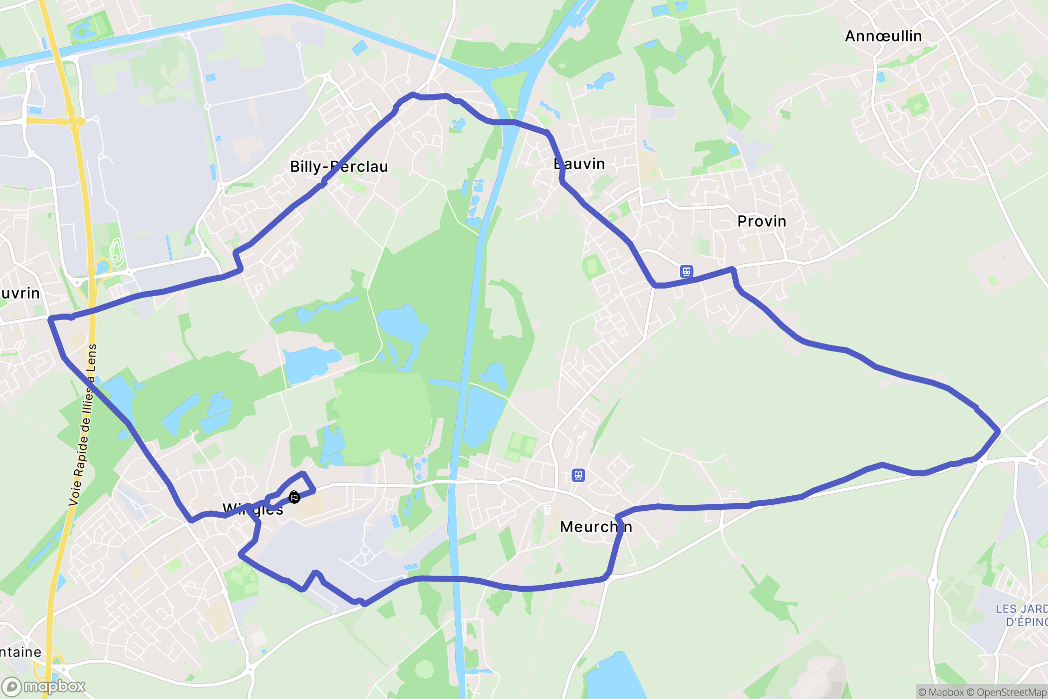 Wingles : carte du parcours de randonnée - France