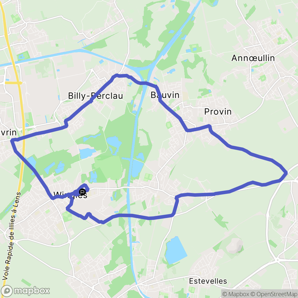Wingles : carte du parcours de randonnée - France
