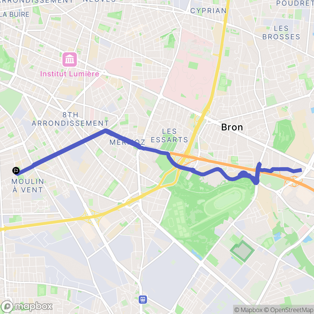 Vénissieux : carte du parcours de randonnée - France