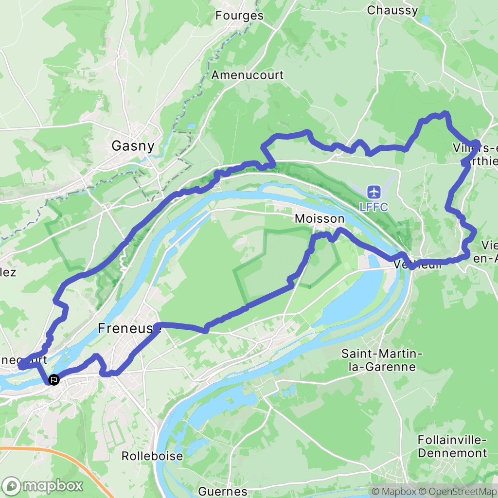 Bonnières-sur-Seine : carte du parcours de randonnée - France