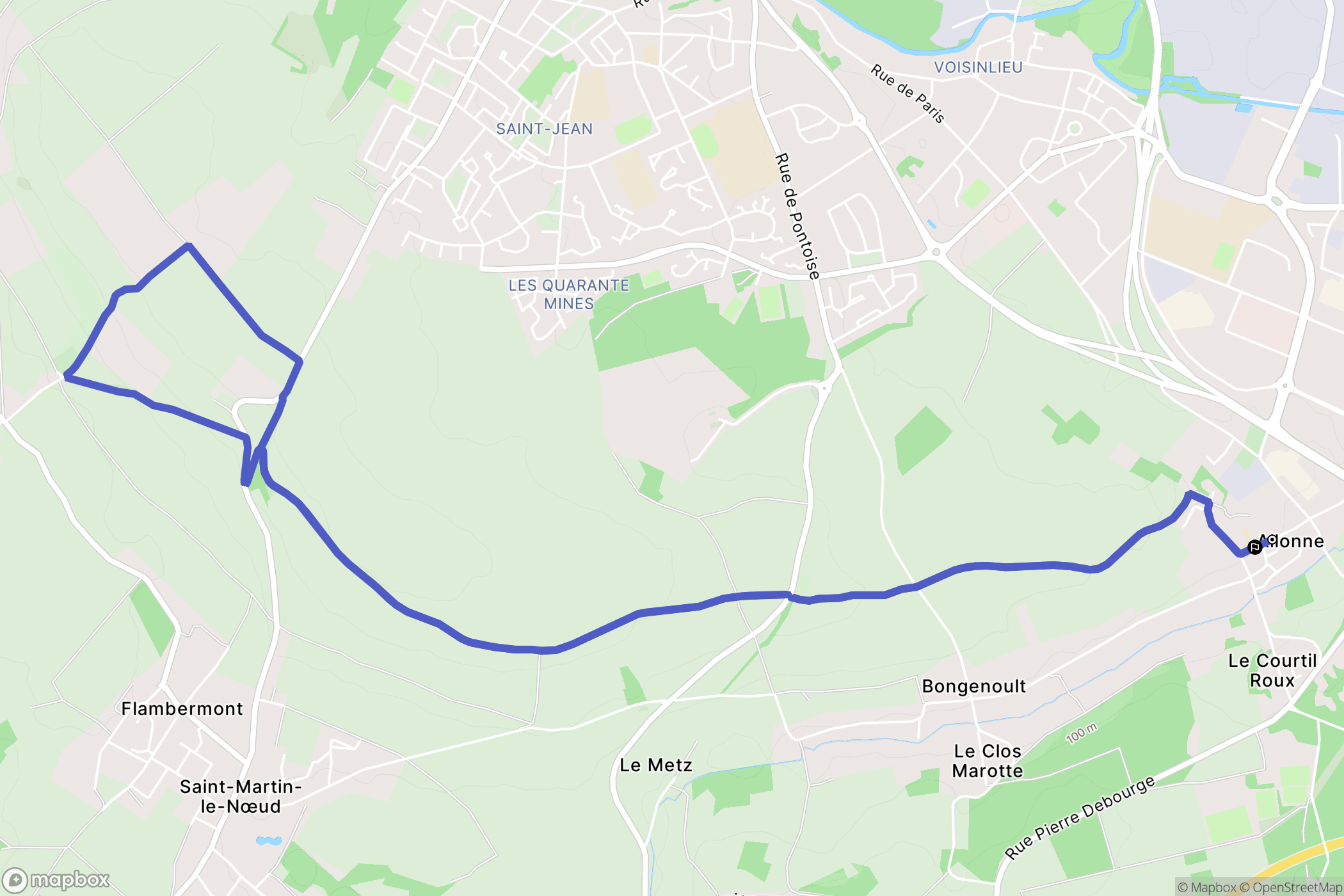 Allonne : carte du parcours de randonnée - France
