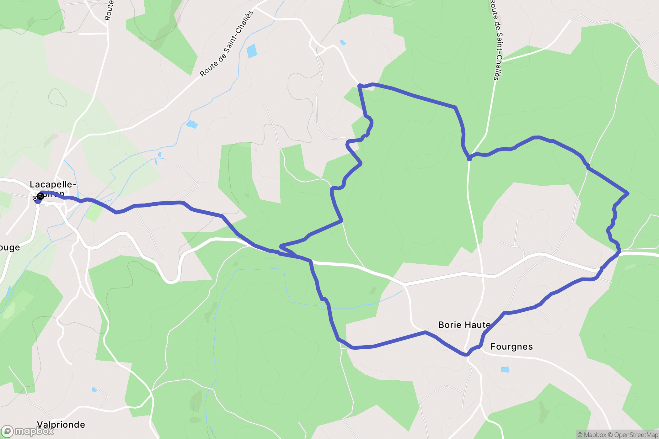 Lacapelle-Biron : carte du parcours de randonnée - France