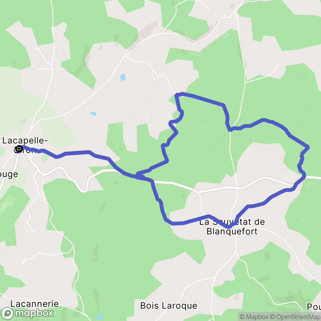 Lacapelle-Biron : carte du parcours de randonnée - France