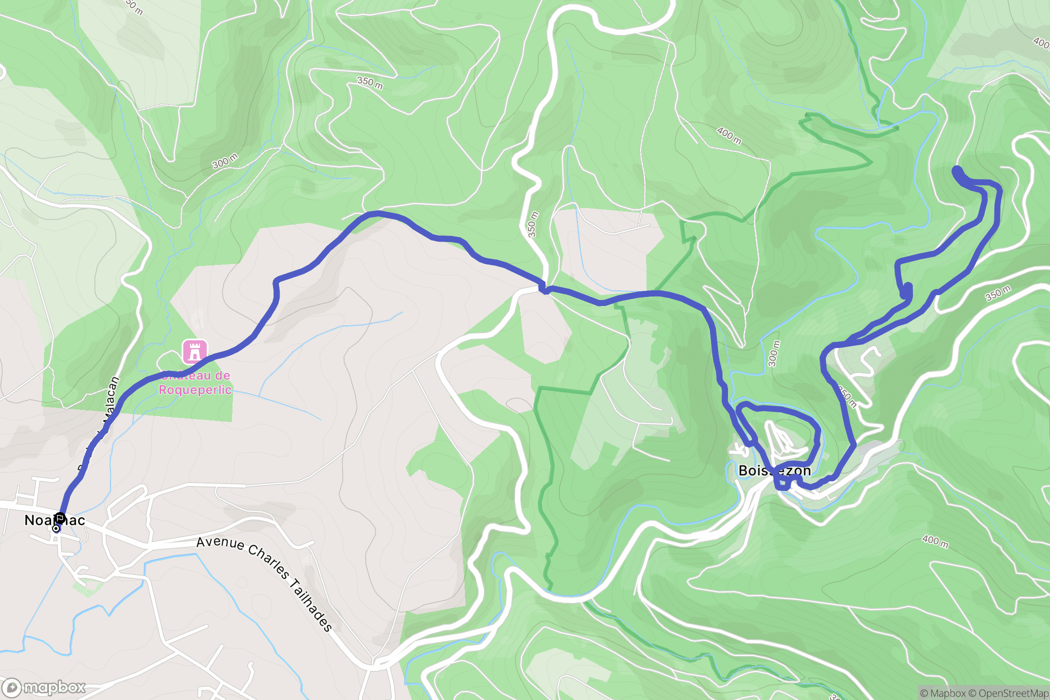 Noailhac : carte du parcours de randonnée - France