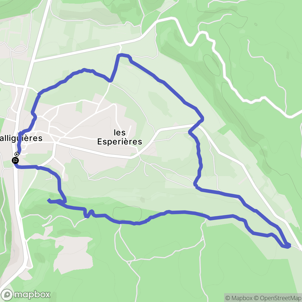 Valliguières : carte du parcours de randonnée - France