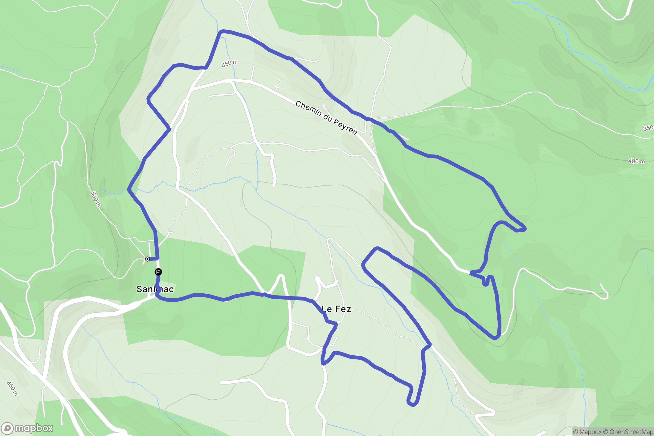 Sanilhac : carte du parcours de randonnée - France