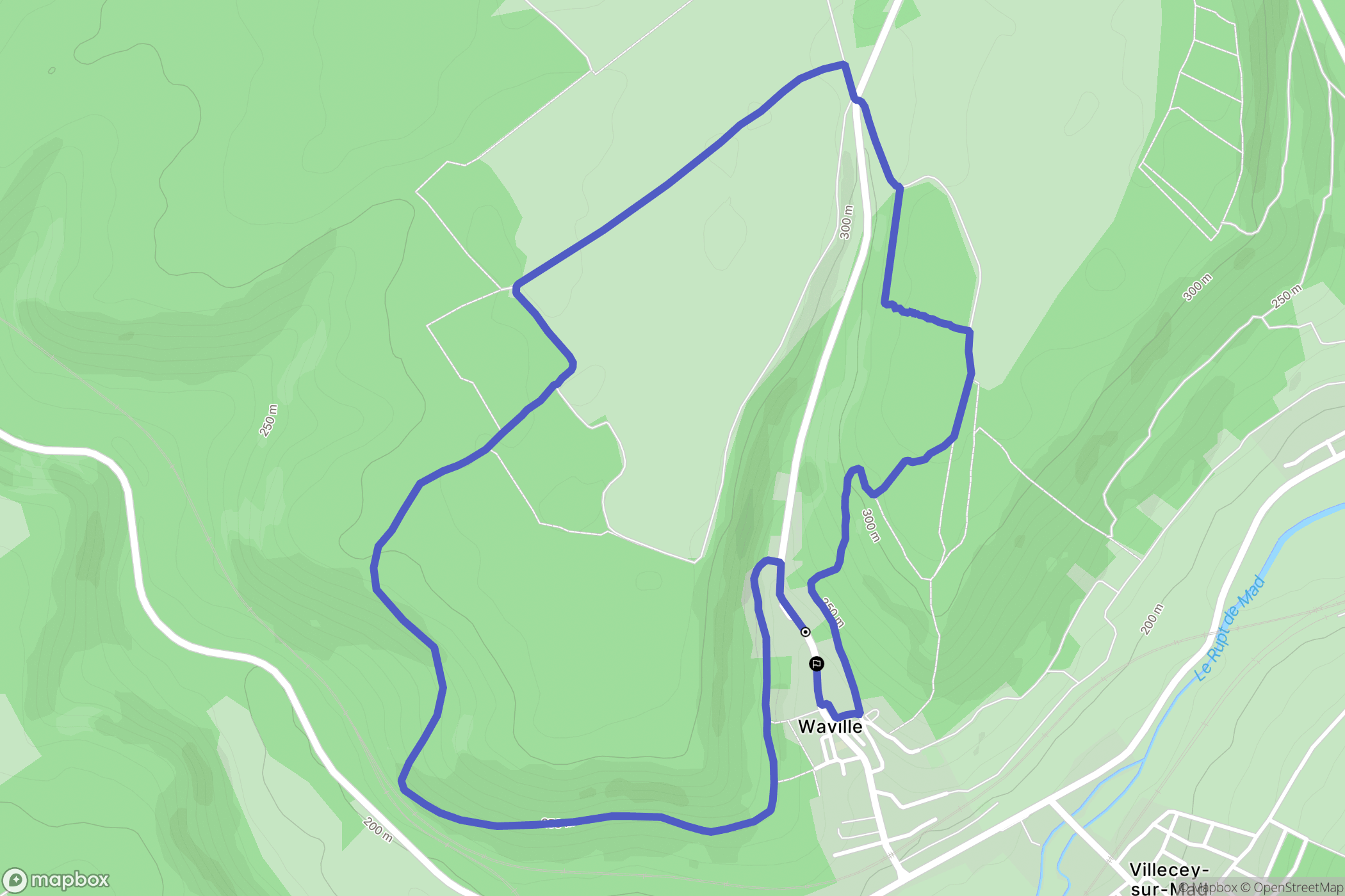 Waville : carte du parcours de randonnée - France