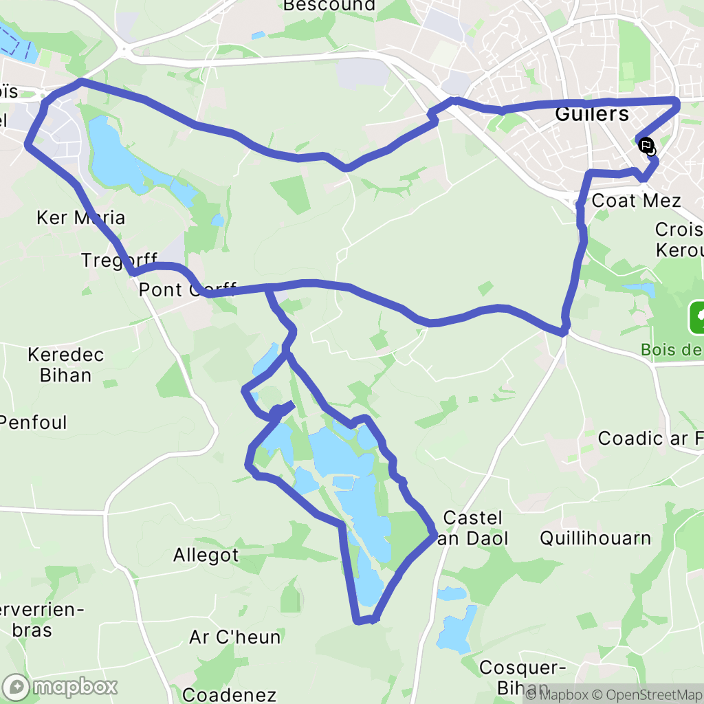 Guilers : carte du parcours de randonnée - France