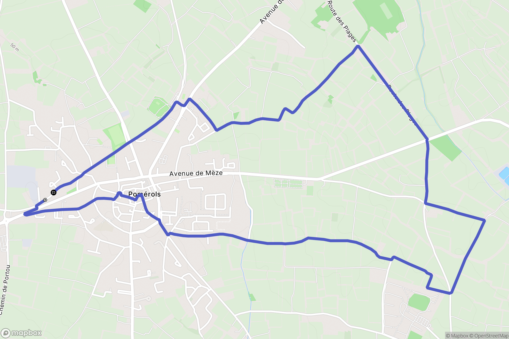 Pomérols : carte du parcours de randonnée - France