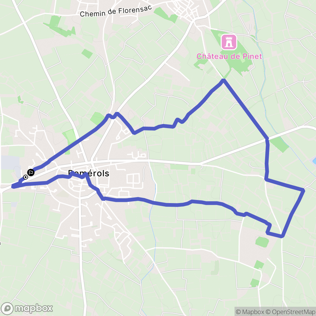 Pomérols : carte du parcours de randonnée - France
