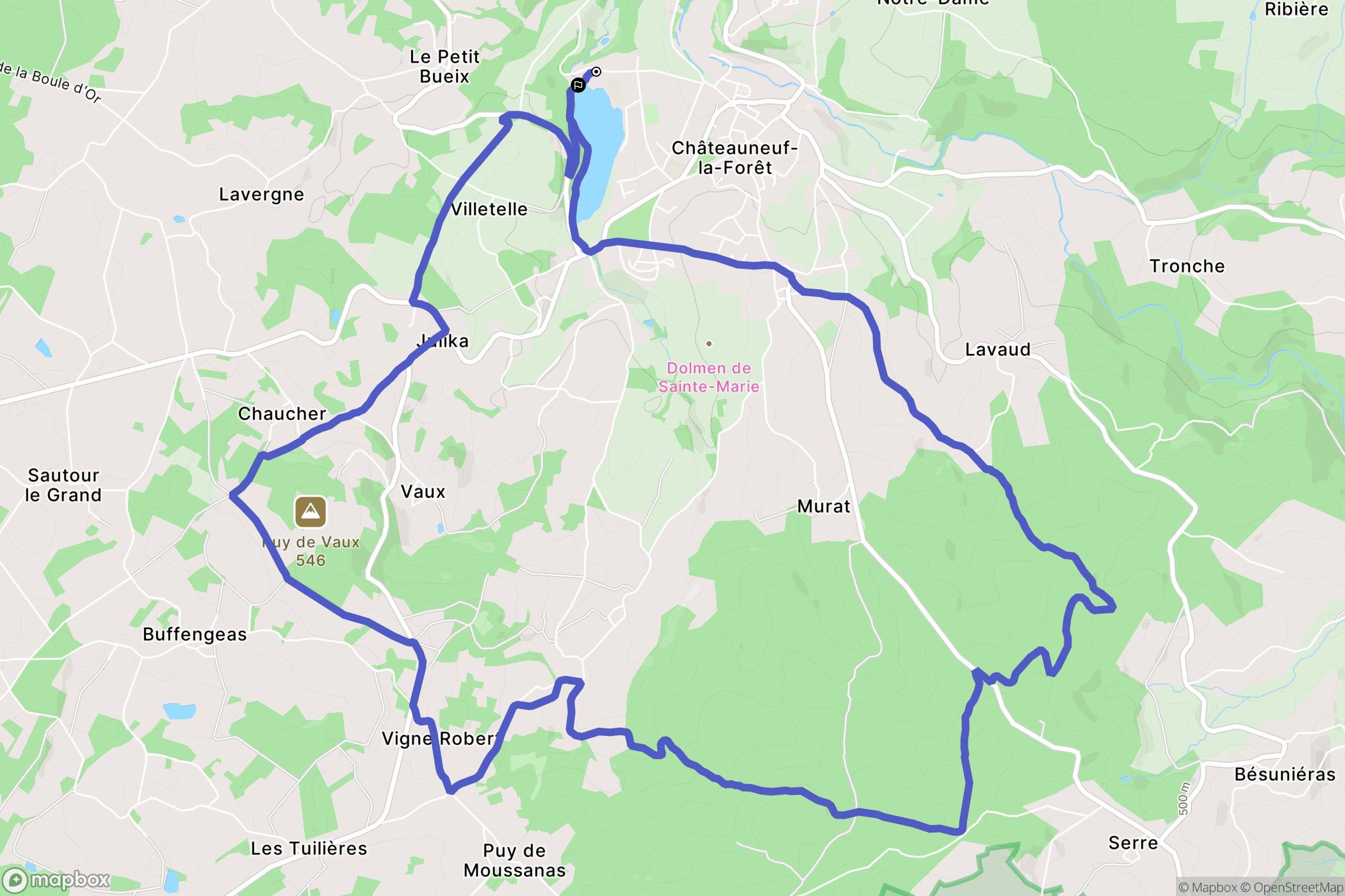 Châteauneuf-la-Forêt : carte du parcours de randonnée - France