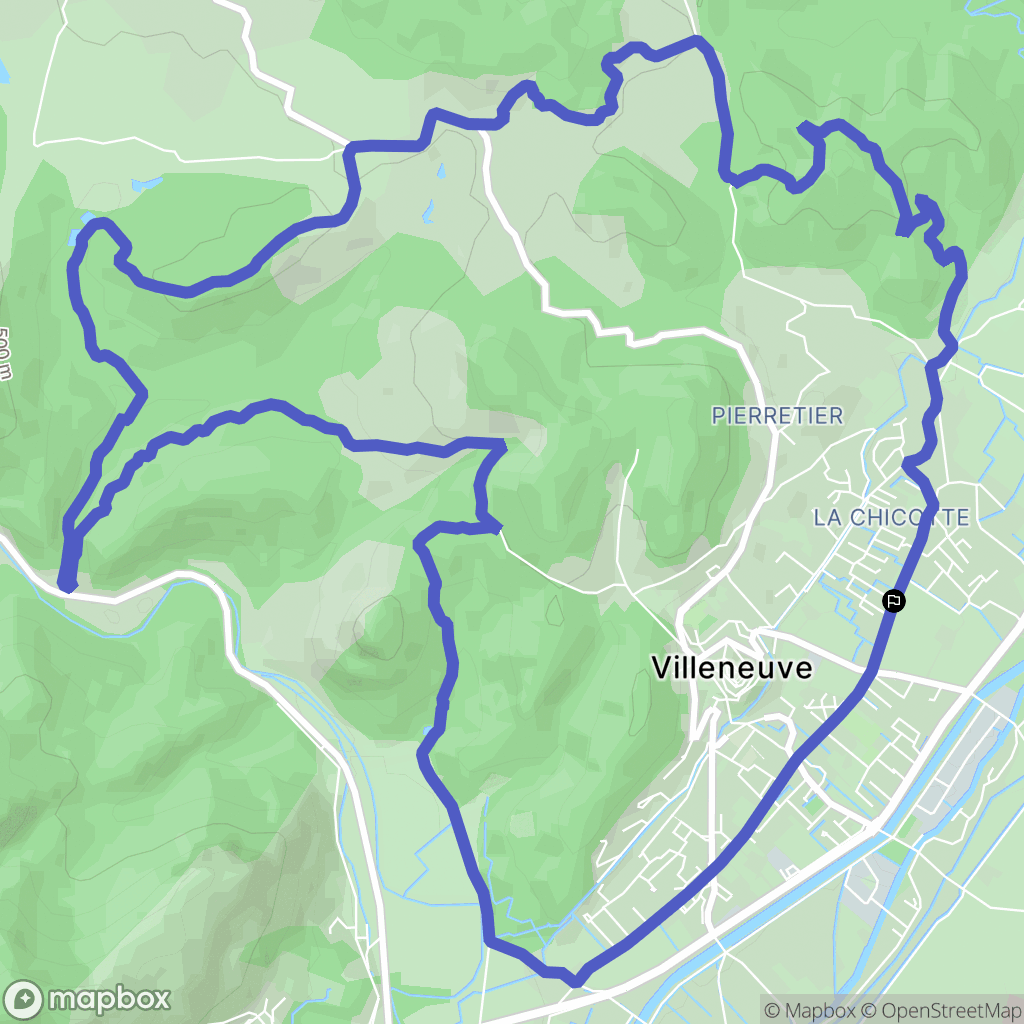 Villeneuve : carte du parcours de randonnée - France