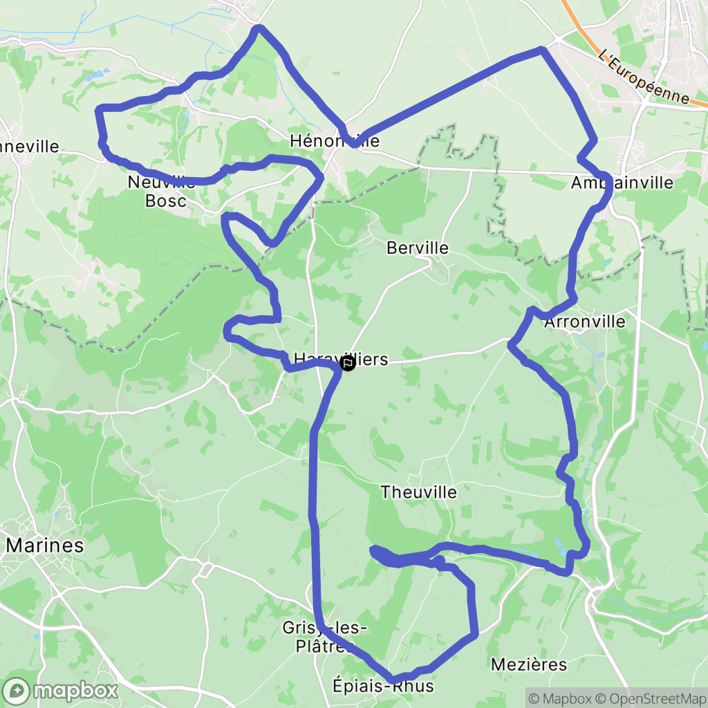 Haravilliers : carte du parcours de randonnée - France