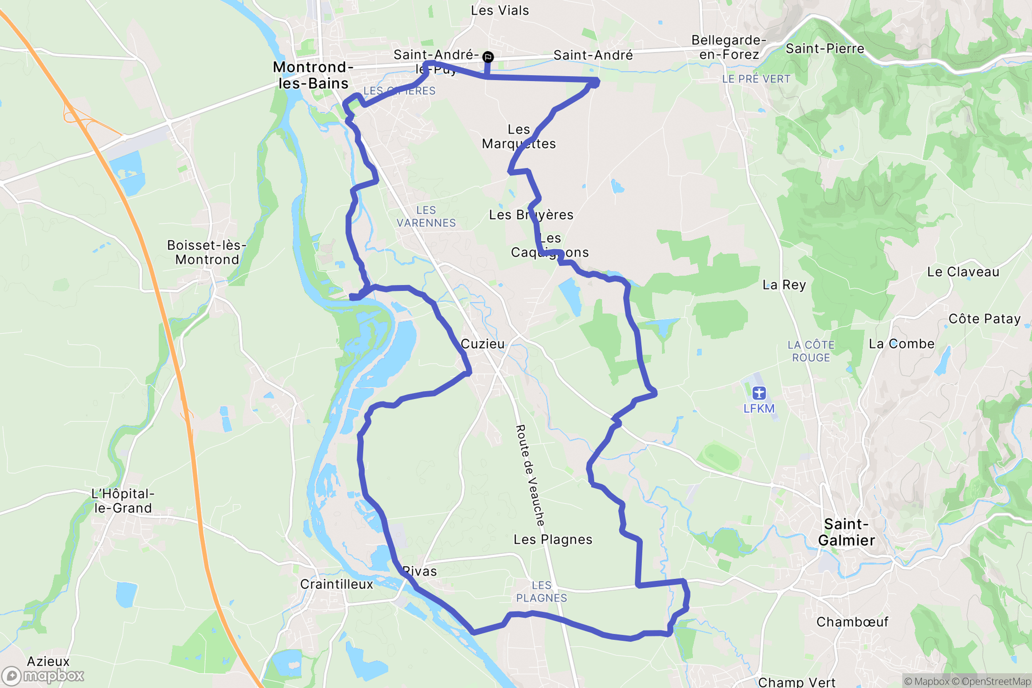 Saint-André-le-Puy : carte du parcours de randonnée - France