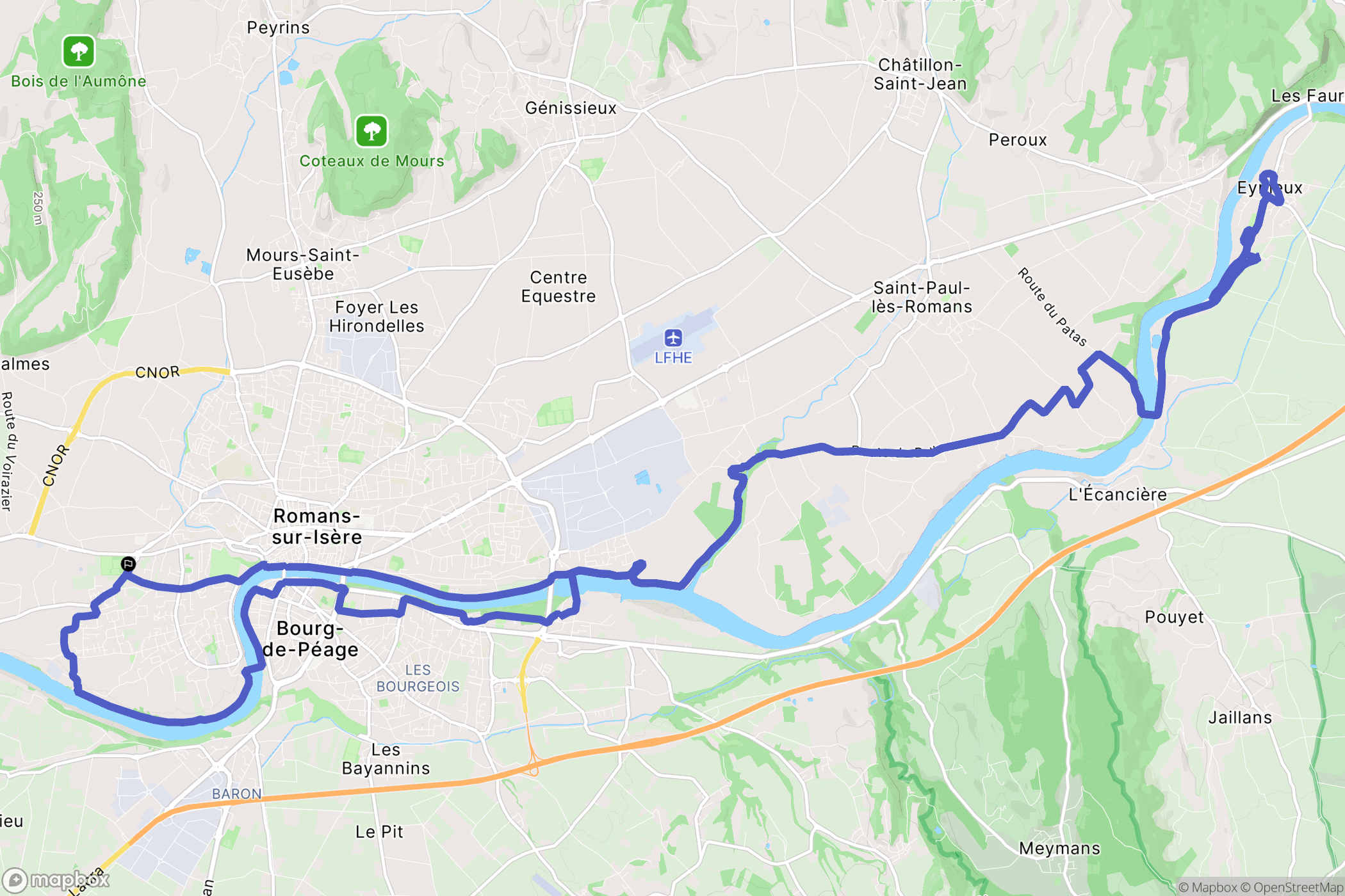 Romans-sur-Isère : carte du parcours de randonnée - France