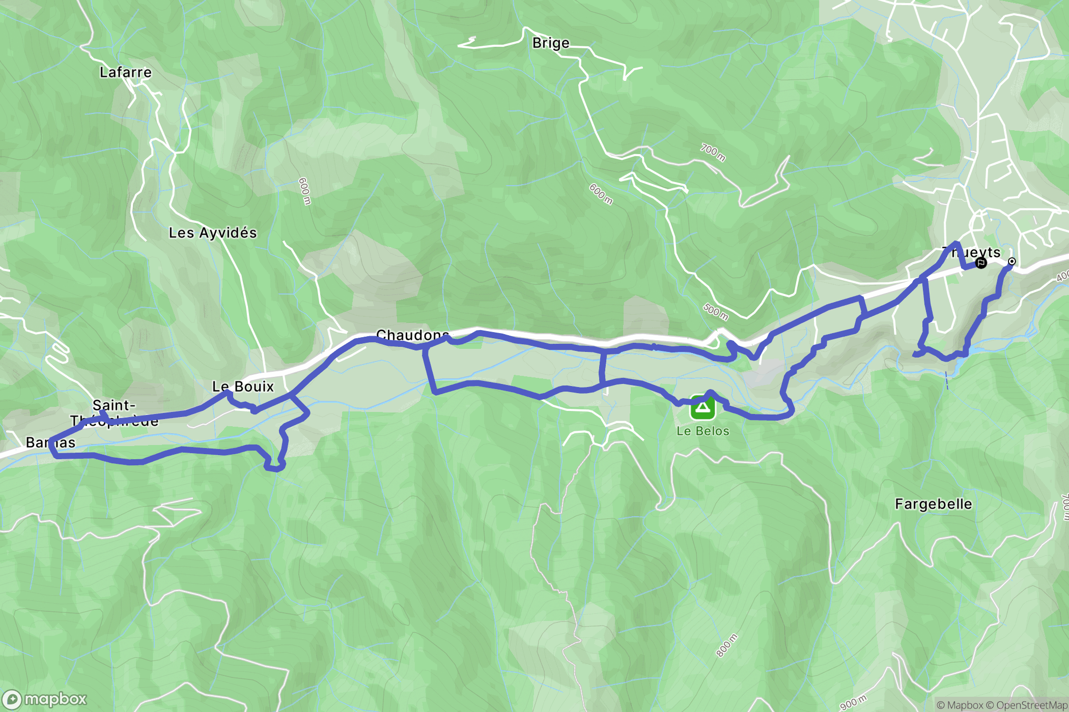 Thueyts : carte du parcours de randonnée - France
