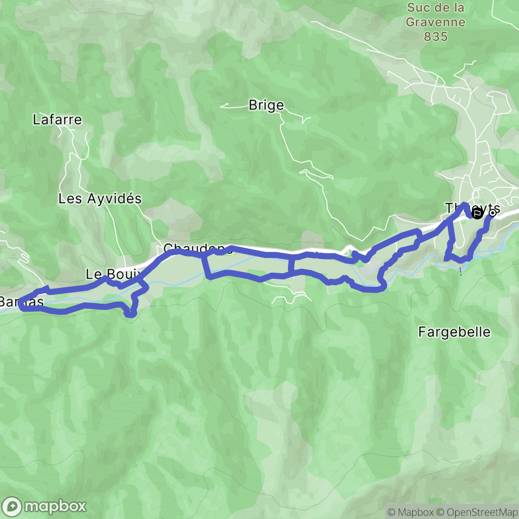 Thueyts : carte du parcours de randonnée - France