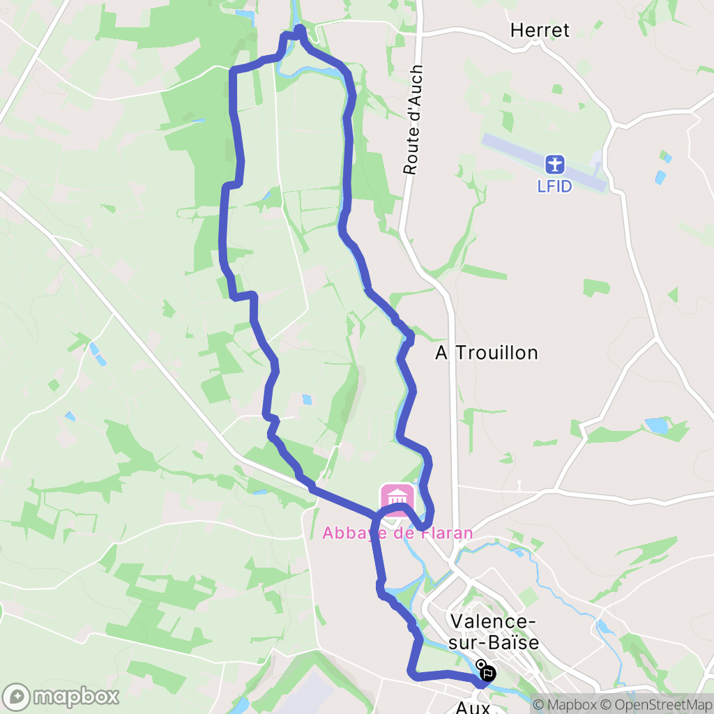 Valence-sur-Baïse : carte du parcours de randonnée - France