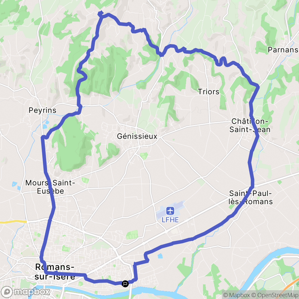 Romans-sur-Isère : carte du parcours de randonnée - France